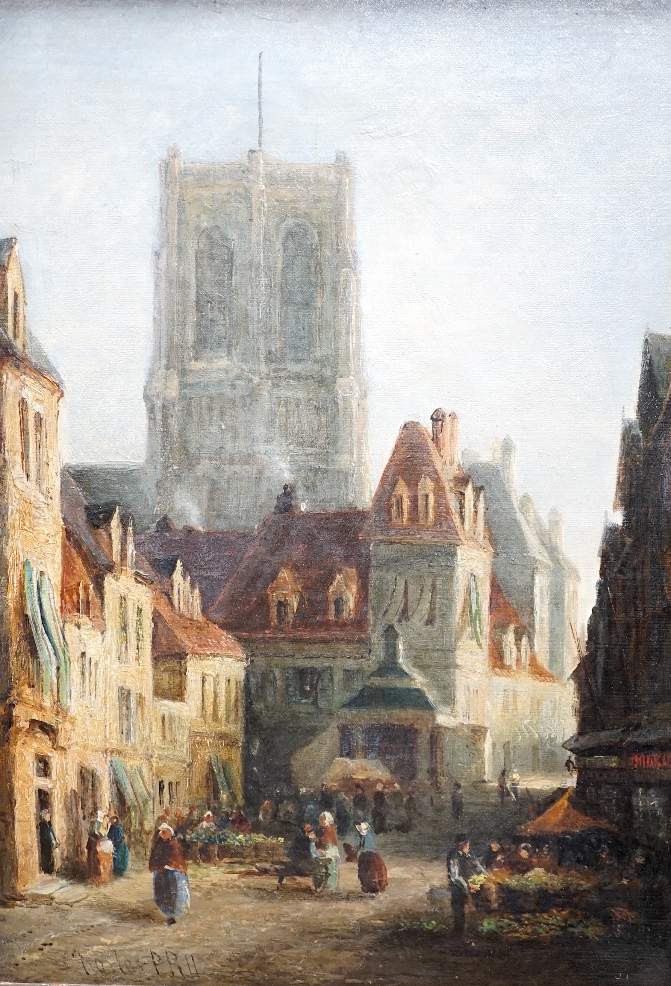 Charles P. Pill (fl.1880-1900), oil on canvas, Continental street scene, signed, 37 x 26cm